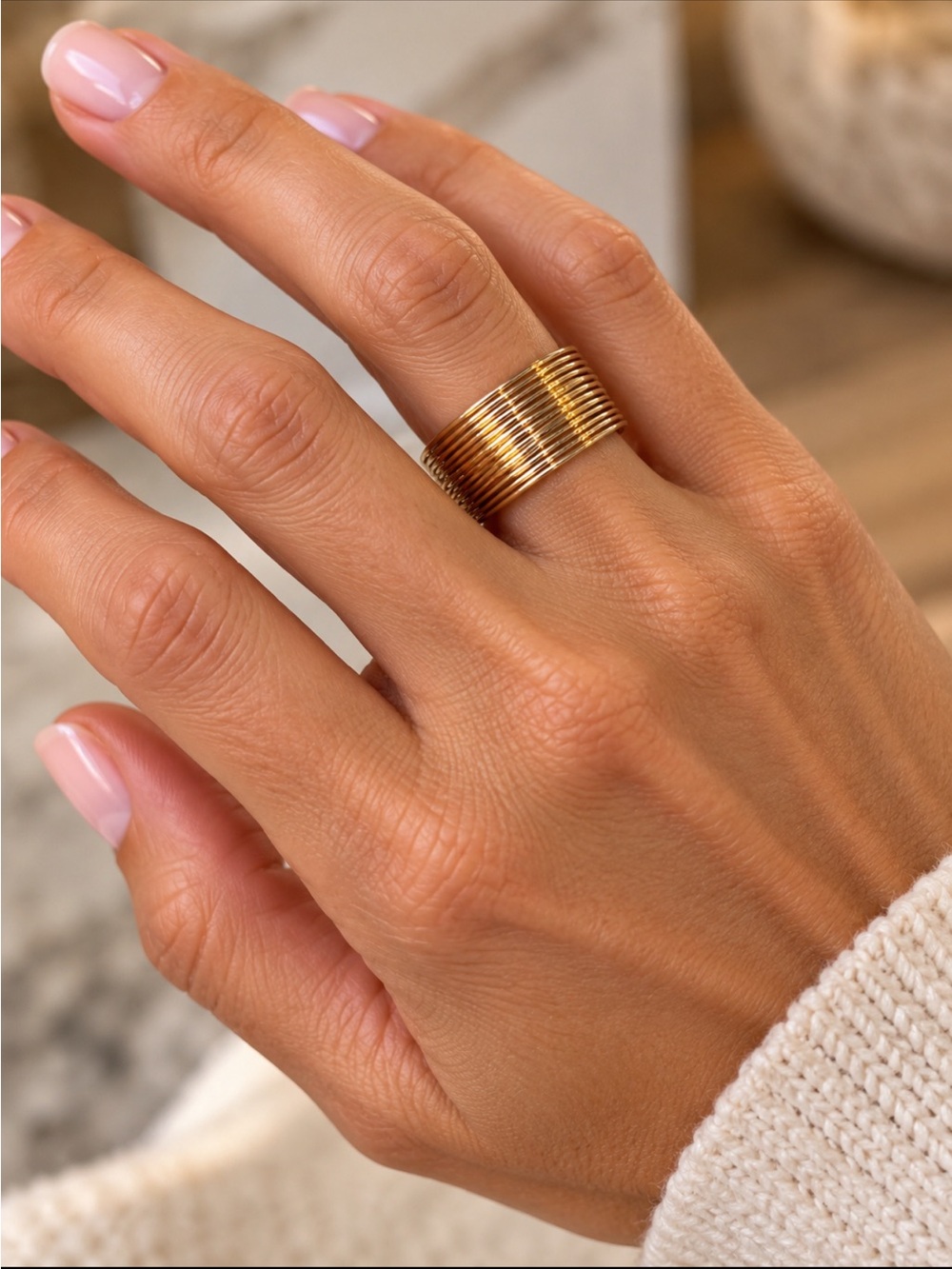 Gold Wide Coil Adjustable Ring - Women’s Jewelry